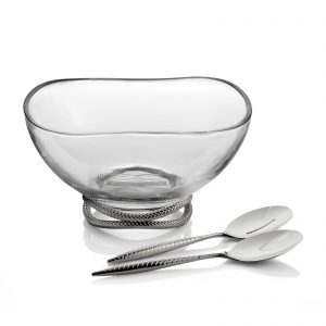 Nambe Braid Salad Bowl w/Servers