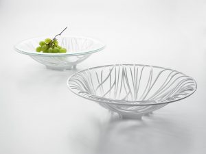 Bugatti Flora White Fruit Bowl with Glass Insert (white background)