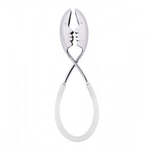 Kiss Salad Tongs with Stainless Head (White)