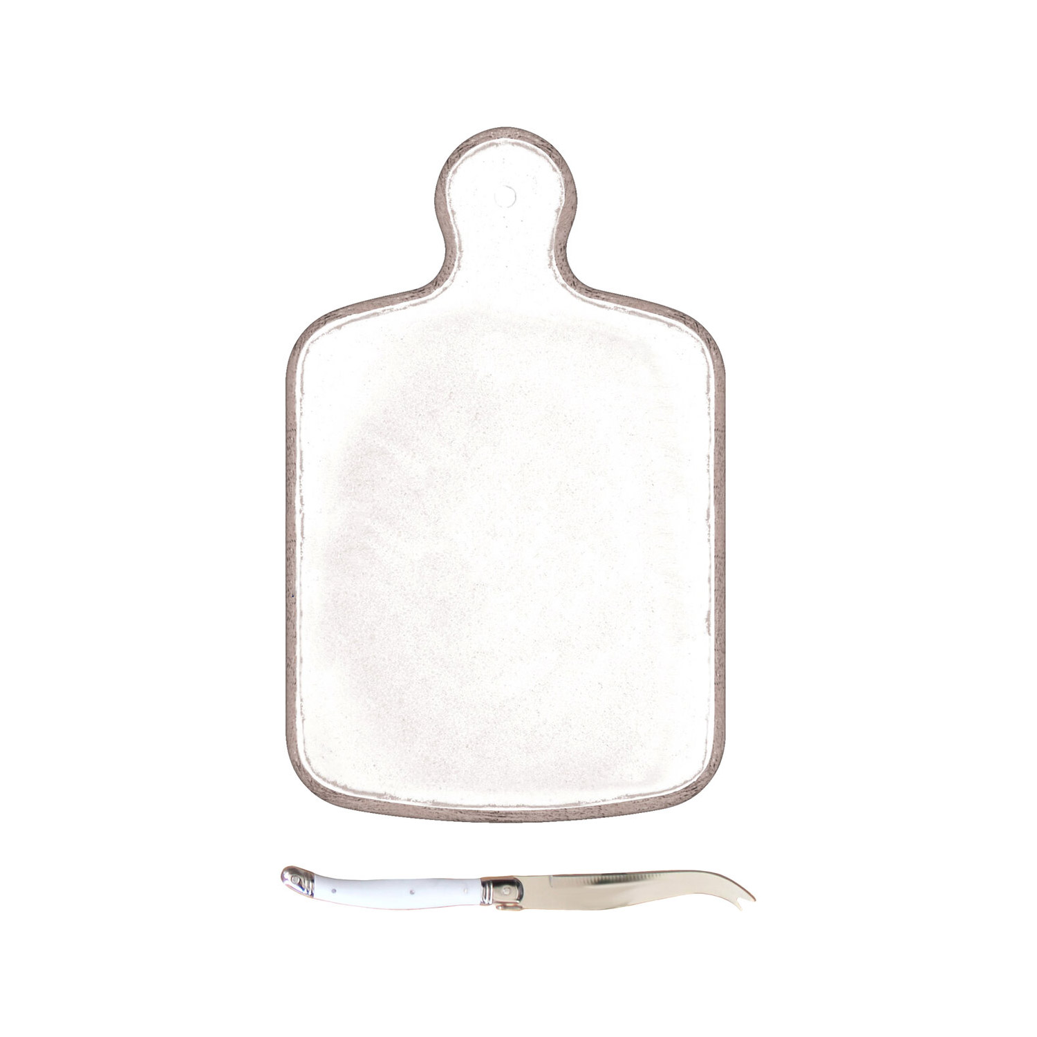 Luxury Melamine Cheese Board and Knife Set - Antique White