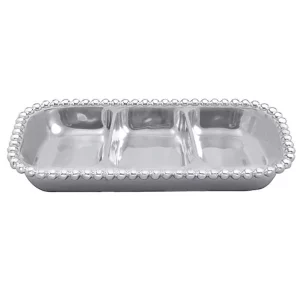 Mariposa Pearled Small 3 Section Server on white background