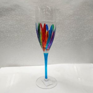 Incantos Collection Multi-Colored Champange Flute with Turquoise Stem