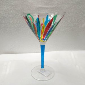 Incantos Collection Multi-Colored Martini Glass with Turquoise Stem