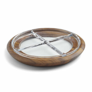 Cooper Crudite Tray - acacia wood and glass
