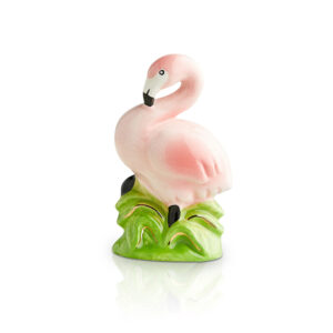 Nora Fleming mini Tickled Pink shaped like a flamingo