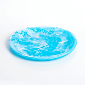 Dinner Plate Resin Aqua Swirl