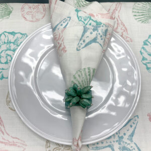 Beach Find - Napkin, Runner, and beaded resin Napkin Ring