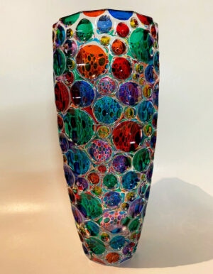 Kaleidescope Vase Multi Color Handpainted (Italian Glass)