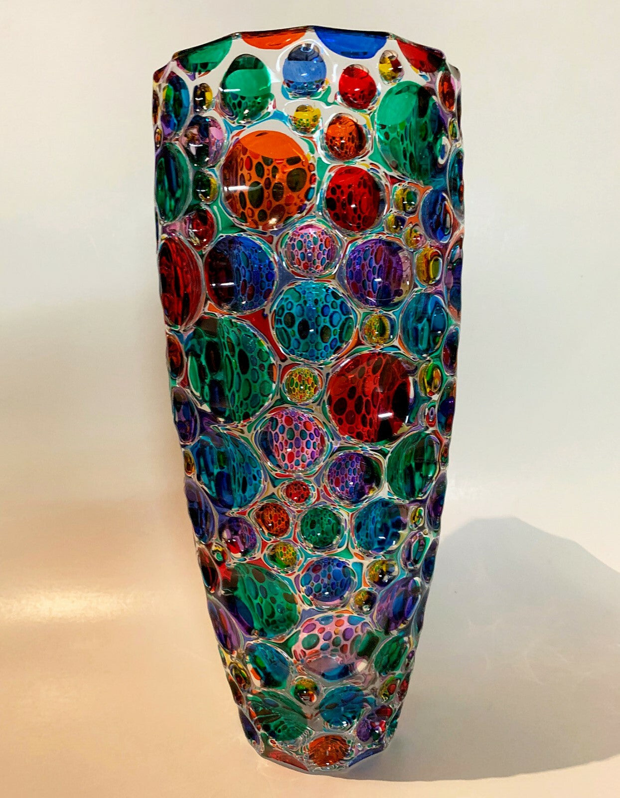 Kaleidescope Vase Multi Color Handpainted (Italian Glass)