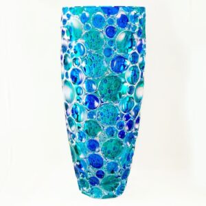 Kaleidoscope Vase Blue/Green Hand-painted (Italian Glass)